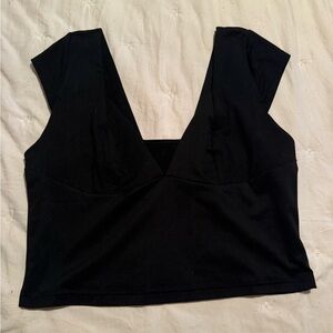 SHEIN Black V-Neck Top